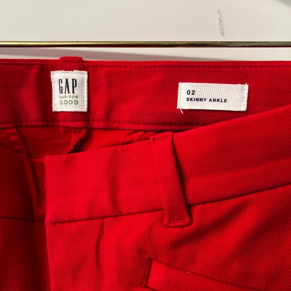 Red Gap Work Pants with Flower Detail - Picture 4 of 4